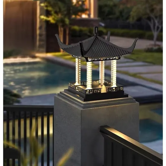 Modern Waterproof Outdoor House Shape Post Lamp for Pillars and Landscaping
