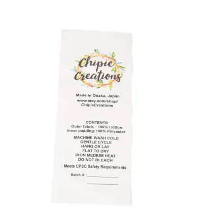 Custom Printed Logo Satin Wash Care Clothing Label