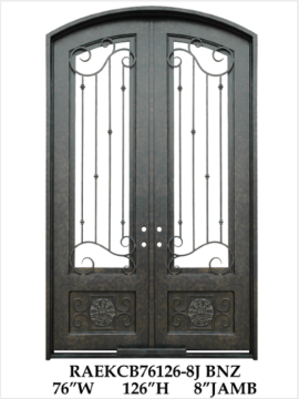 Glass front doors with wrought iron