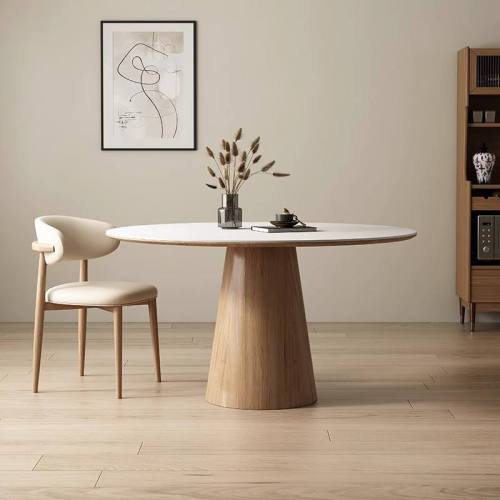 China Solid wood pedestal dining table for 4 people Factory