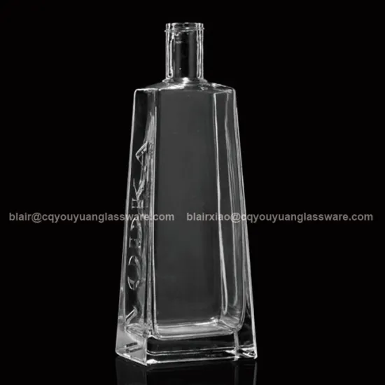 750ML Square Glass Spirit Liquor Bottle High Quality Crystal Bottle with Handle