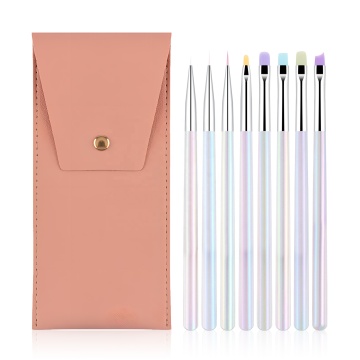 Multifunctional Manicure Pen and Gel Liner Brush Set with Leather Bag