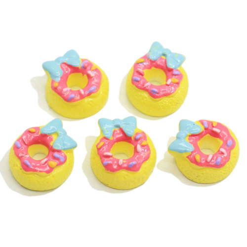 Kawaii Resin Simulation Bowknot Donut Resin Crafts Cabochon Decorativo per la decorazione del telefono fai da te