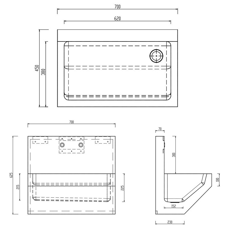 304 stainless steel wall sink Hotel hospital wall sink laboratory sink drawing1