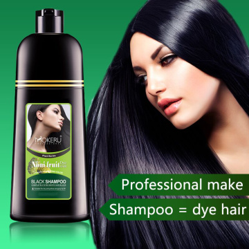 Mokeru 500ml Natural Noni Fruit Essence Long Lasting Fast Dye Permanent Black Hair Dye Shampoo for Woman Men Coloring Gray Hair