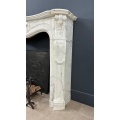 Custom White Marble Fireplace Mantel with Rococo Design