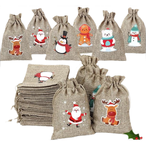 Beg Drawstring Jute Krismas