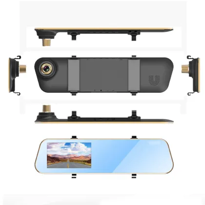 4.3 Inch Dual Lens Car Dash Cam 720P Black Box with Rearview Mirror Camera