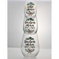 personalized clear stemless wine glass set Christmas design