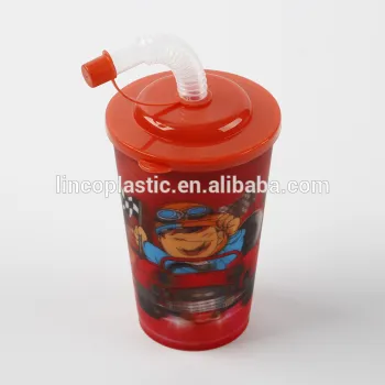 PP Plastic Cups with Lid and Straw