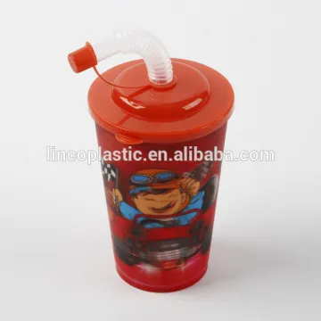 PP Plastic Cups with Lid and Straw