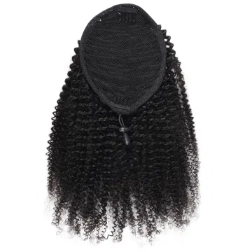 2021 Hot Sale Natural Wrap Around Drawstring Ponytail Human Hair, 10"-28" Long Drawstring Curly Ponytail Hair
