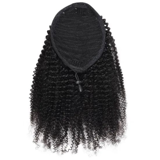 2021 Hot Sale Natural Wrap Around Drawstring Ponytail Human Hair, 10"-28" Long Drawstring Curly Ponytail Hair