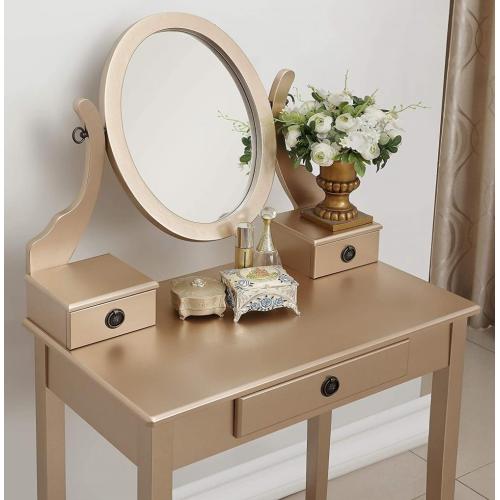 Modern Simple Wood Makeup Vanity Table with Stool