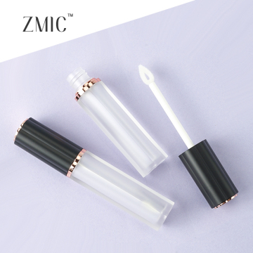 Wholesale Custom Logo Matte Black Rose Gold Lip Gloss Set with Frosted Flower Containers