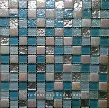 Blue swimming pool crystal glass mix solid glass mosaic tile