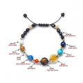 Cosmic Galaxy Solar System Eight Planets Bracelets Guardian Stars Natural Stone Beads 7 chakra Handmade Braided Rope Men Women