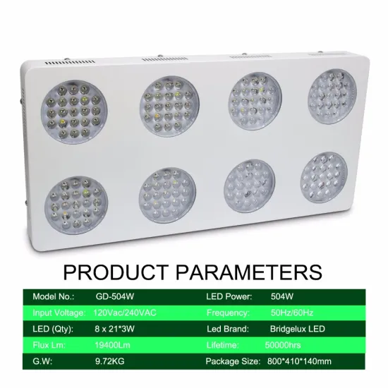 wholesale greenhouse hydroponic 504W led grow light plant led modules metal housing