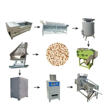 Automatic Cashew Processing Line: Peeling, Roasting, Steaming, and Boiling Machines