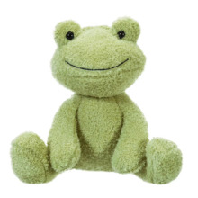 Plush green sitting frog doll with big eyes