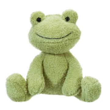 Plush green sitting frog doll with big eyes