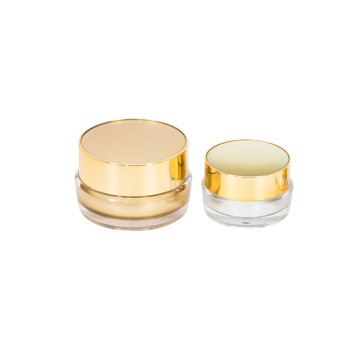 Groothandel OEM Wit goud transparant 5 ml 10 ml 20 ml dikke wandoog Craam cosmetische pot met schroef gouden deksel