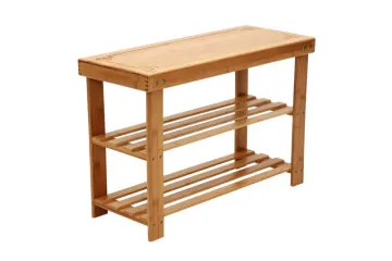 2-tiers multifunctional bamboo shoes bench & rack