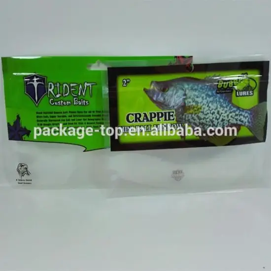 factory supply fishing lure plastic bags/fish lure folded packaging