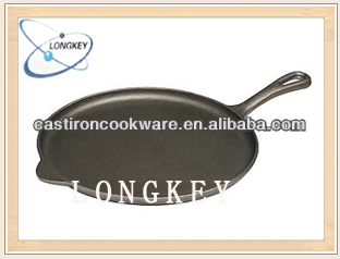 2014 New sale Round Cast Iron Griddle Pan with Handle