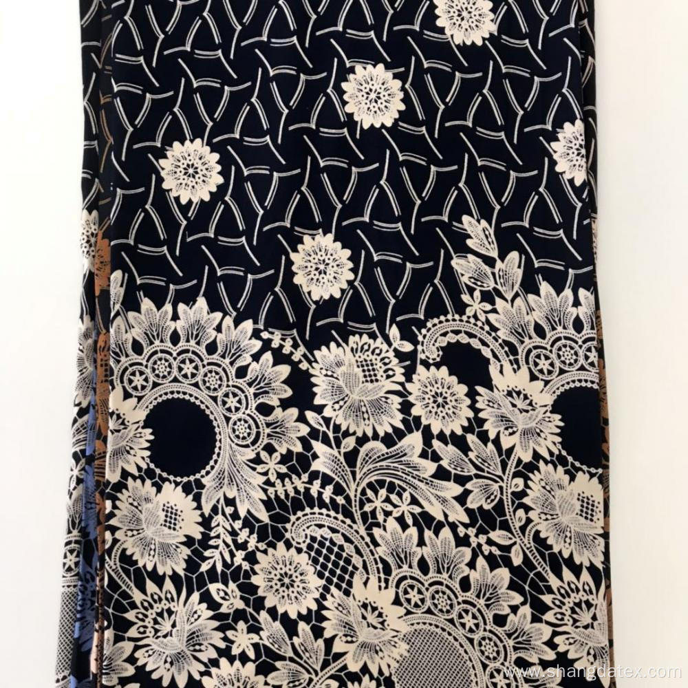 30S Black Ground Rayon Discharge Print Soft Fabric