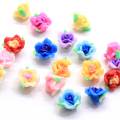 15mm Mixed Color Polymer Flower Clay with 1mm Hole for Jewelry Decoration DIY Charms