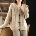 Cardigan en tricot rembourré de la dame en laine