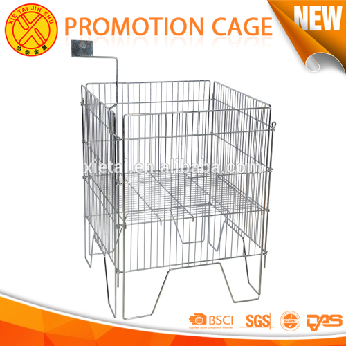 Supermarket Metal Foldable Promotion Cage stainless steel metal wire basket