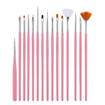 Ensemble d'art de brosse à ongles de haute qualité: 15pcs Brôles de poignée en plastique acrylique en différentes tailles