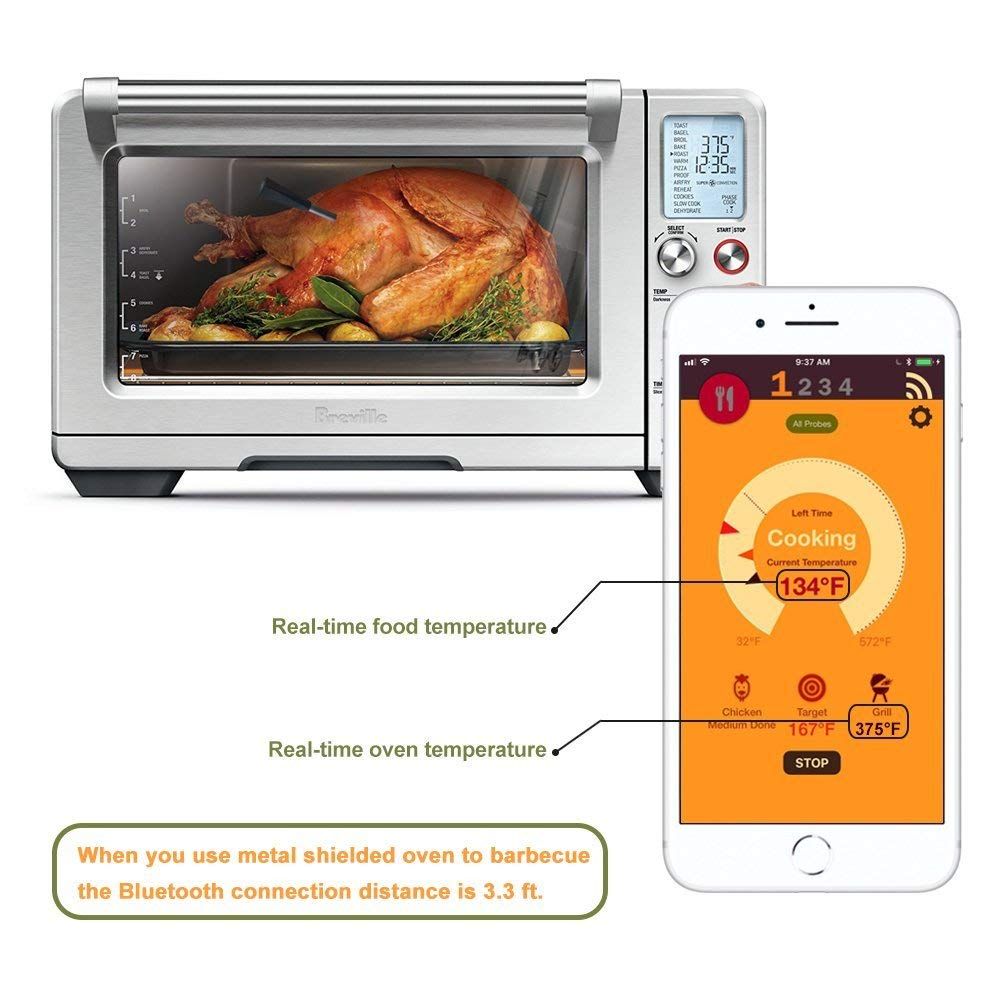 Wireless Meat Food Steak Thermometer for Oven Grill BBQ Smoker Rotisserie Kitchen Smart Digital Bluetooth Barbecue Accessories