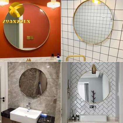 Modern Gold Metal Bath Mirrors - Luxury Round Wall Mirrors for Sale