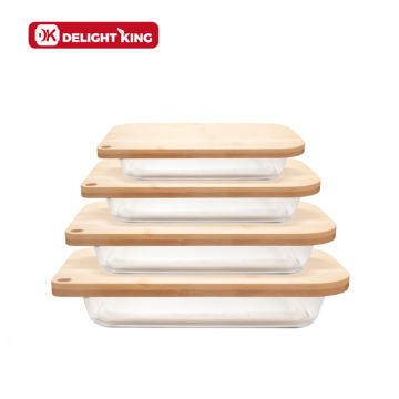 Oven Safe Glass Baking Tray with Bamboo Lid