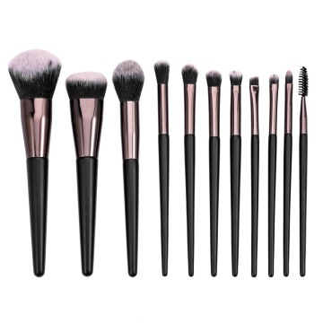 2021 New 11pcs Gairmiúla Classic Black Makeup Scuab Socraigh Lógó Príobháideach