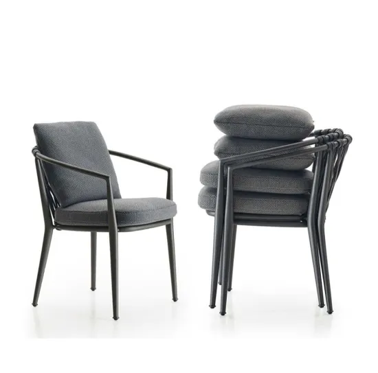 Modern Outdoor Garden Hotel Restaurant Stackable Dining Rope Chair