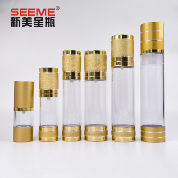Gold and Silver Cosmetic Lotion Airless Pump Bottles in 15ml, 30ml, and 50ml