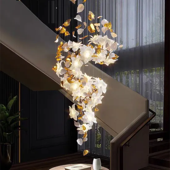 Modern Led Pendant Light: Luxury Maple Leaf Crystal Chandelier for Villa and Hotel