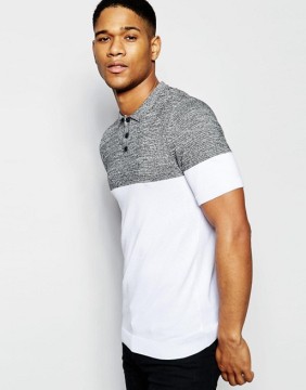 Custom Fashion Short Sleeve Button Placket White Grey Contrast Men's 100% Cotton Pique Pre Shrink Slim Fit Casual Polo Shirt