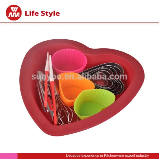 good quality silicone/stainless steel different sizes of love sharp cake bakeware
