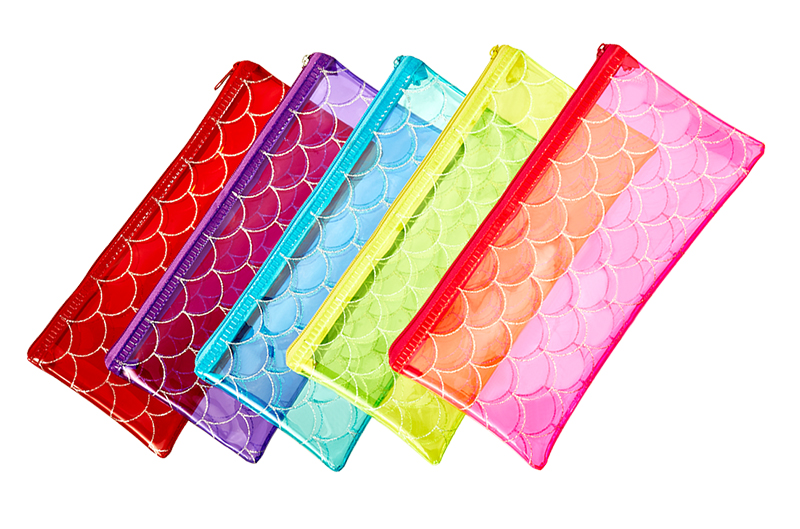 PVC Translucent Colored Pencil Bag with Glitter 1