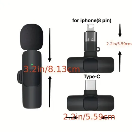 Professional K8 Wireless Lavalier Lapel Microphone for Phone and Vlogging