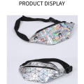 Afficier en argent argenté Pu Fanny Pack Silver Magic Pu Graffiti Bag