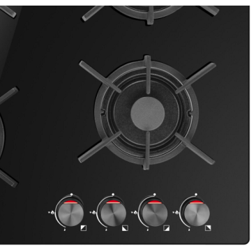 Amica Gas Stove Top Black Tempered Glass