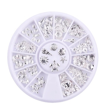 Silver Metallic Flakes 3D Alloy Nail Art Jewelry