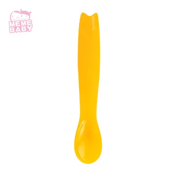LFGB Baby Gift Travel Spoon Child Feeding Utensil Handle Flexible Training Silicone Baby Spoon