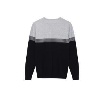 Men's Knitted Multi-Color Striped Crew-neck Base Pullover